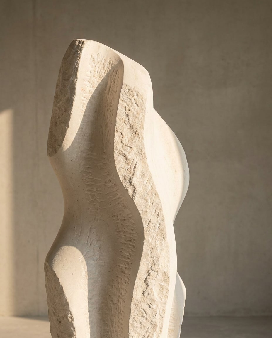 Sculpture en pierre calcaire taillée à la main